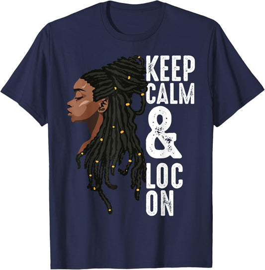 Funny Black Melanin Dreadlocks Gift Cute Afro Loc Girl Women T-Shirt - T-Shirt | Navy