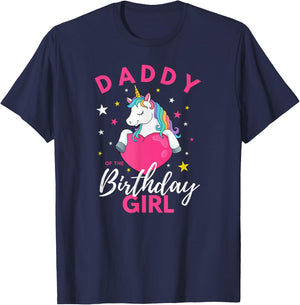 Daddy Of The Birthday Girl Unicorn T-Shirt - T-Shirt | Navy