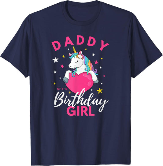 Daddy Of The Birthday Girl Unicorn T-Shirt - T-Shirt | Navy