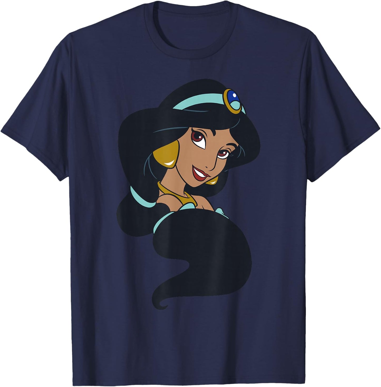 Disney Aladdin Jasmine Hair Swirl Big Portrait T-Shirt - T-Shirt | Navy