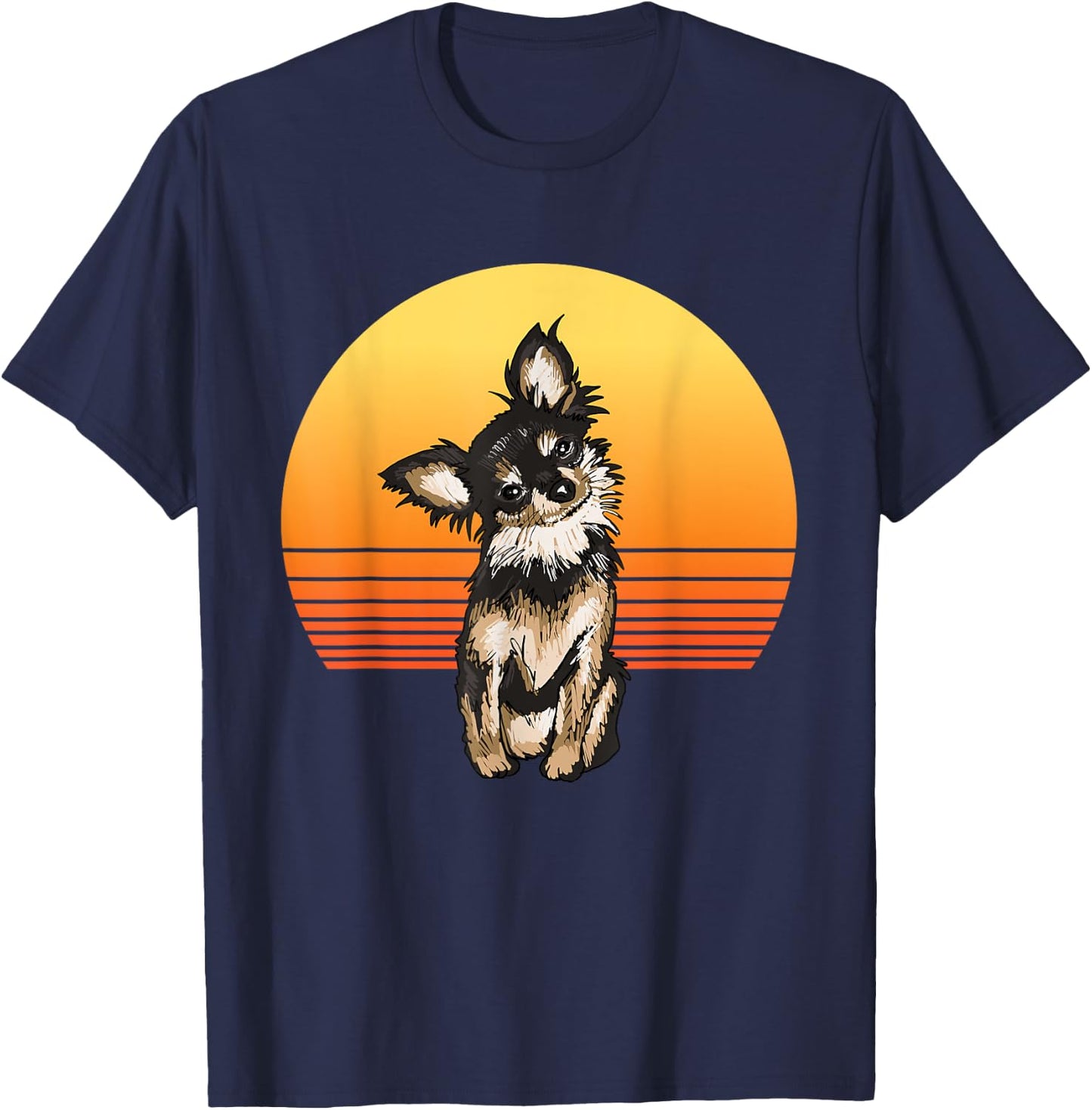 Retro Chihuahua Dad Dog Illustration Chihuahua Owner T-Shirt - T-Shirt | Navy