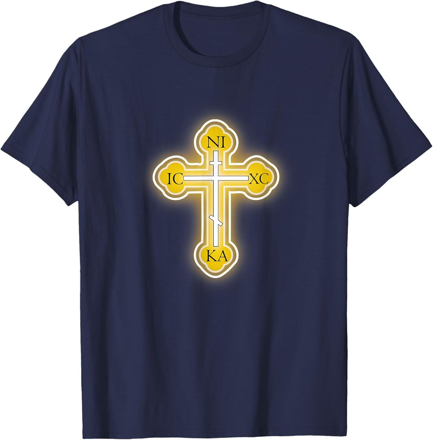 Russian Greek Christian Gift Easter Orthodox Cross T-Shirt - T-Shirt | Navy