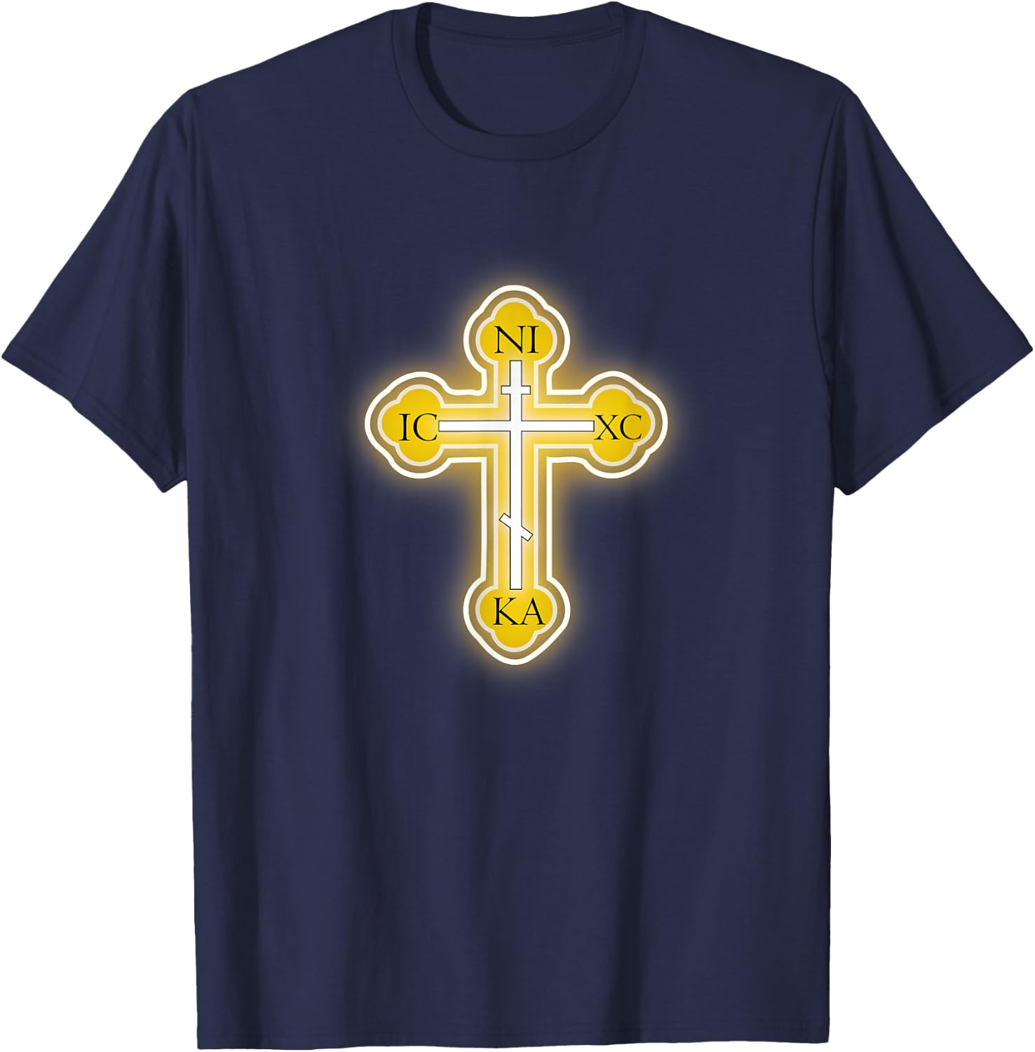 Russian Greek Christian Gift Easter Orthodox Cross T-Shirt - T-Shirt | Navy