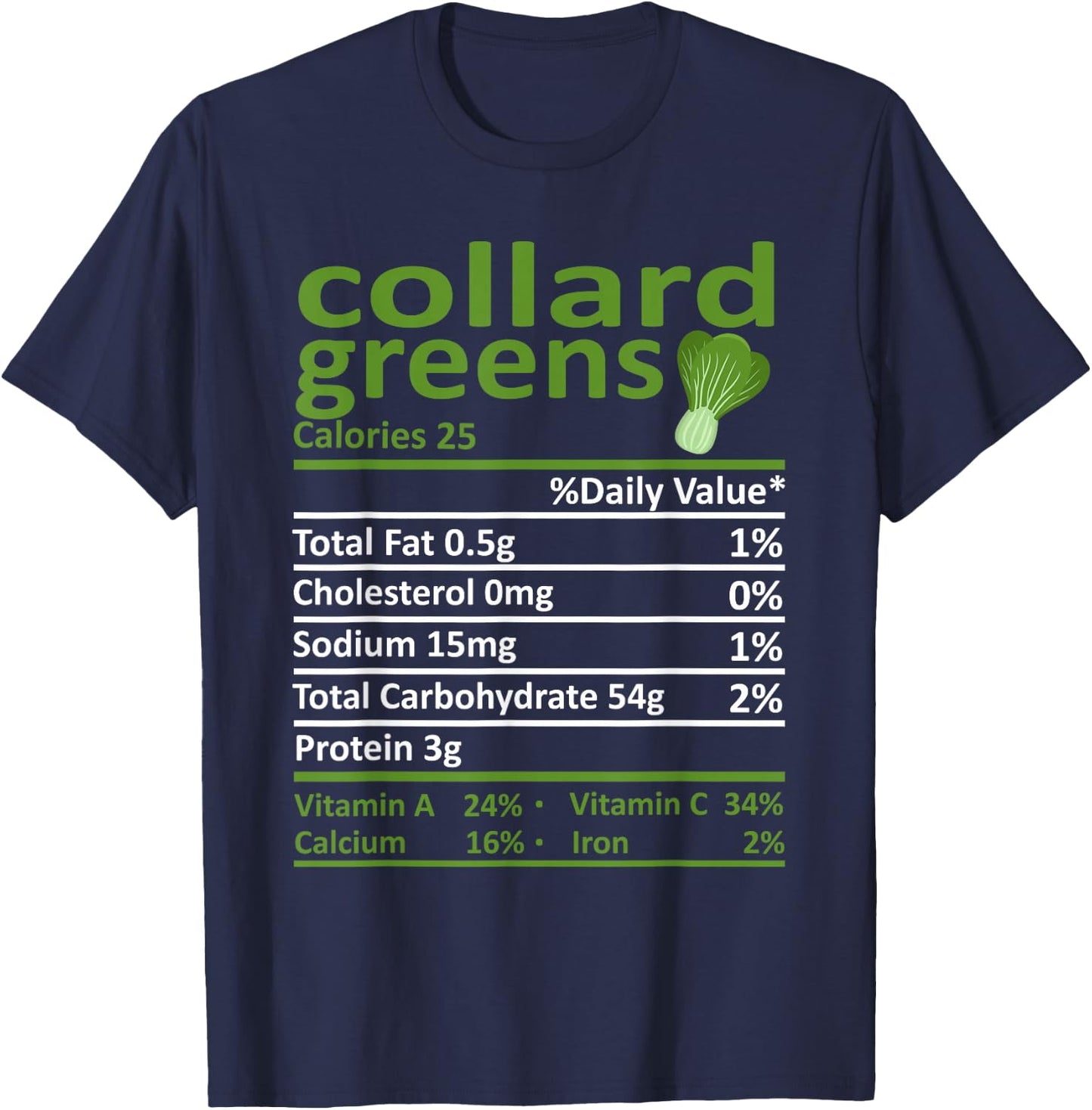 Collard Greens Nutrition Food Thanksgiving Costume Christmas T-Shirt - T-Shirt | Navy