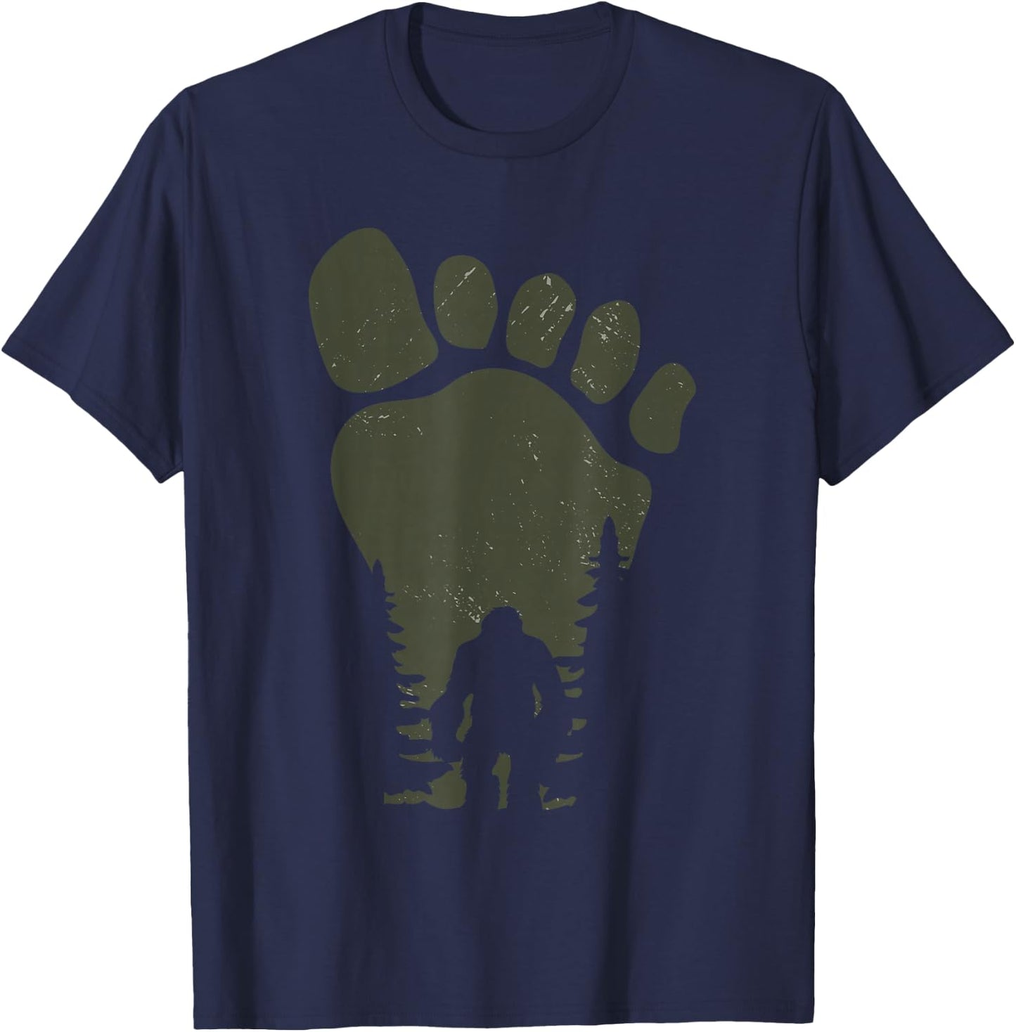 Sasquatch Or Bigfoot in The Forest Footprint Small T-Shirt - T-Shirt | Navy