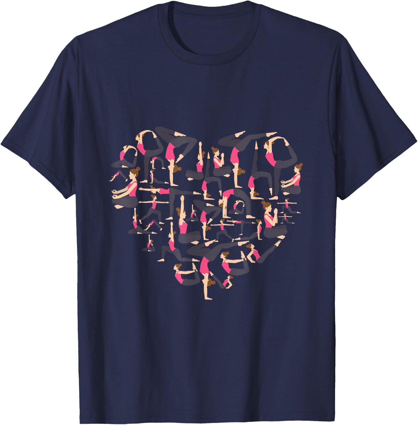 Love Yoga heart meditation pose men girl women Zen Spiritual T-Shirt - T-Shirt | Navy