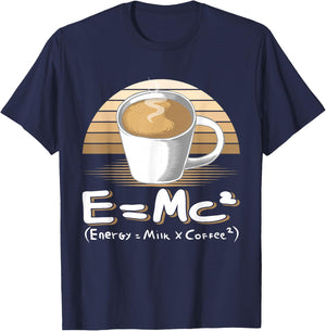 Funny Science E=MC2 Coffee Energy Milk Coffee Formula T-Shirt - T-Shirt | Navy
