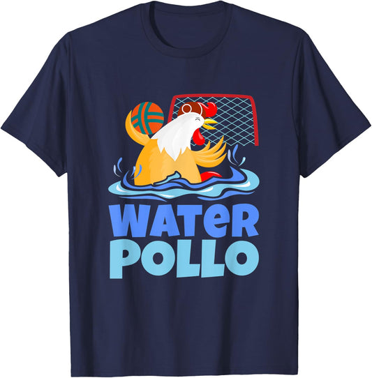 Funny Water Polo Humor, Water Pollo Chicken Pun T-Shirt - T-Shirt | Navy