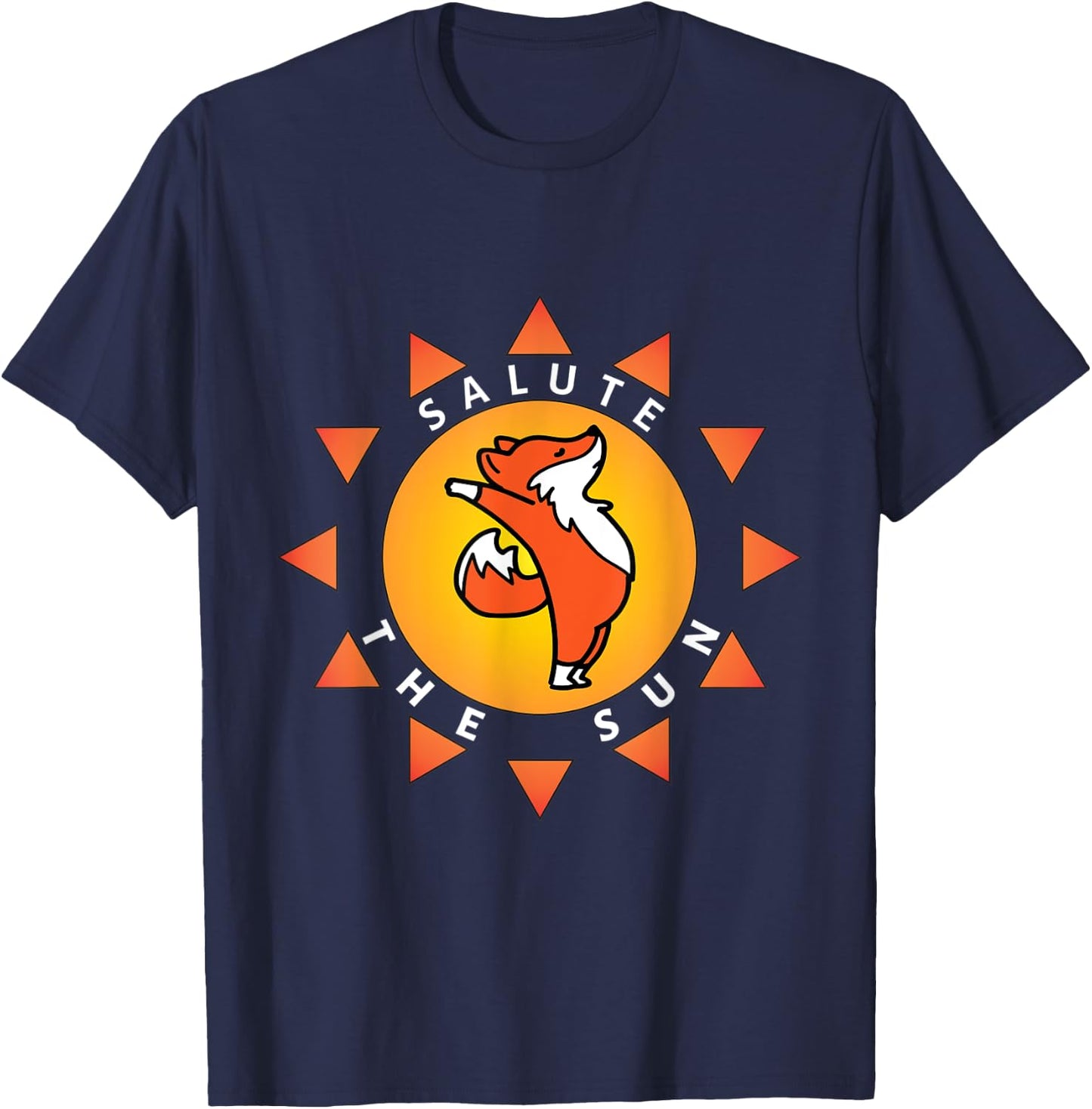Cute Salute The Sun Yoga Fox Sunray T-Shirt - T-Shirt | Navy