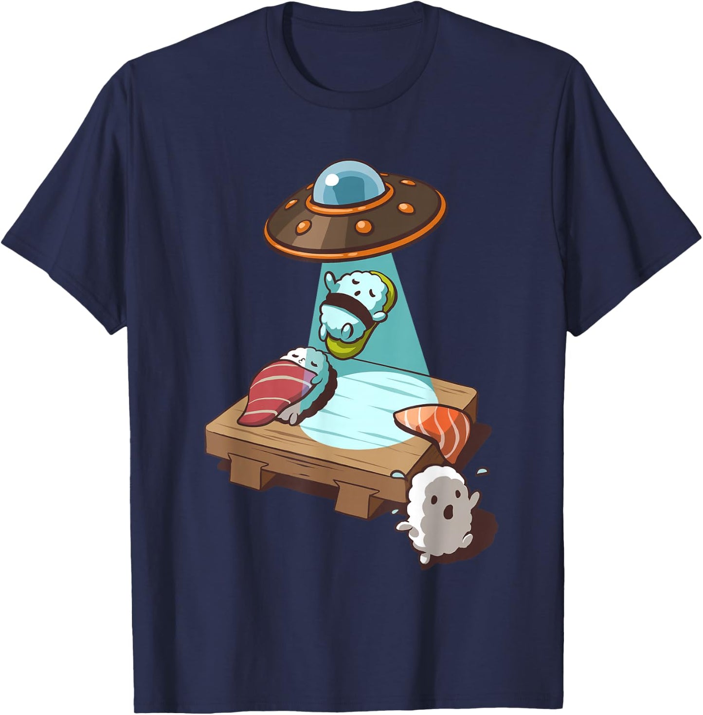 Sushi UFO Alien Abduction T-Shirt - T-Shirt | Navy
