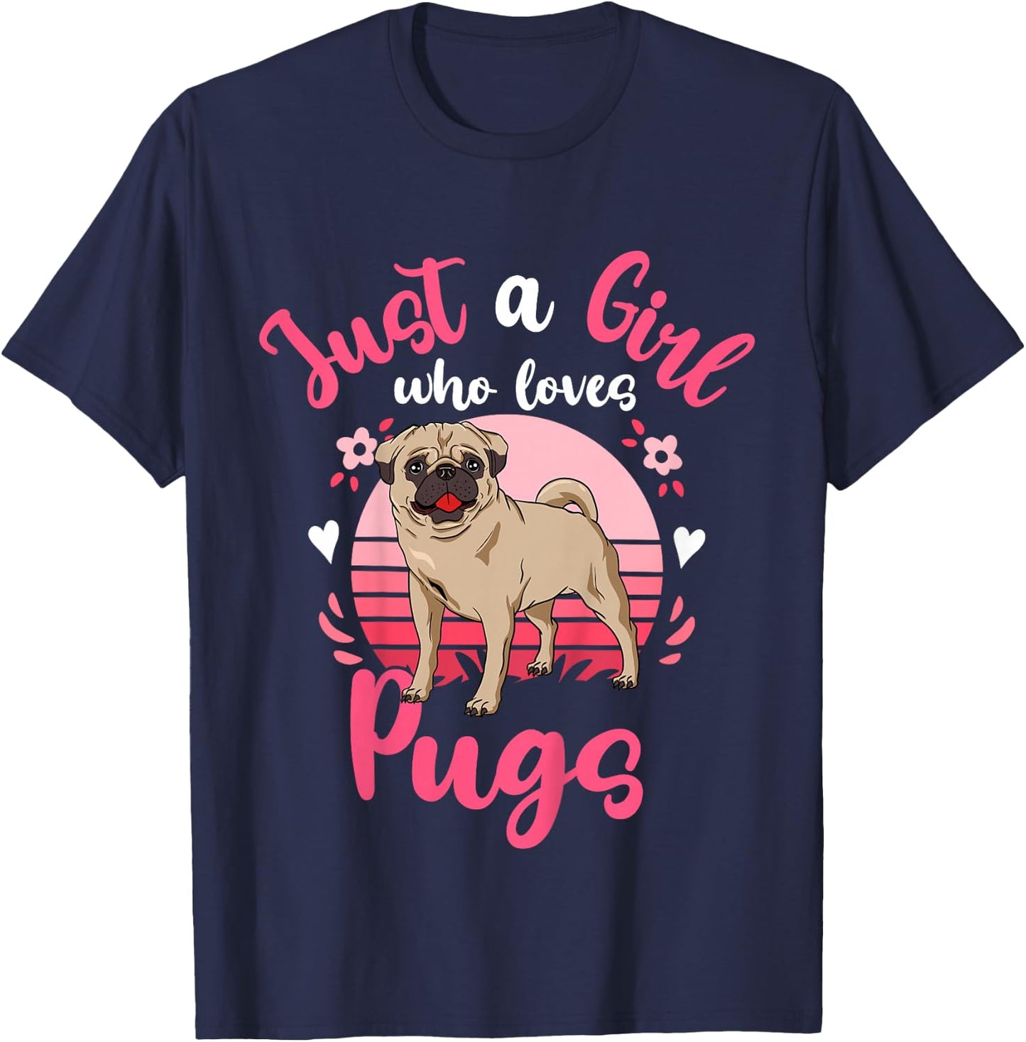 Kids Pug Just a Girl Who Loves Pugs T-Shirt - T-Shirt | Navy
