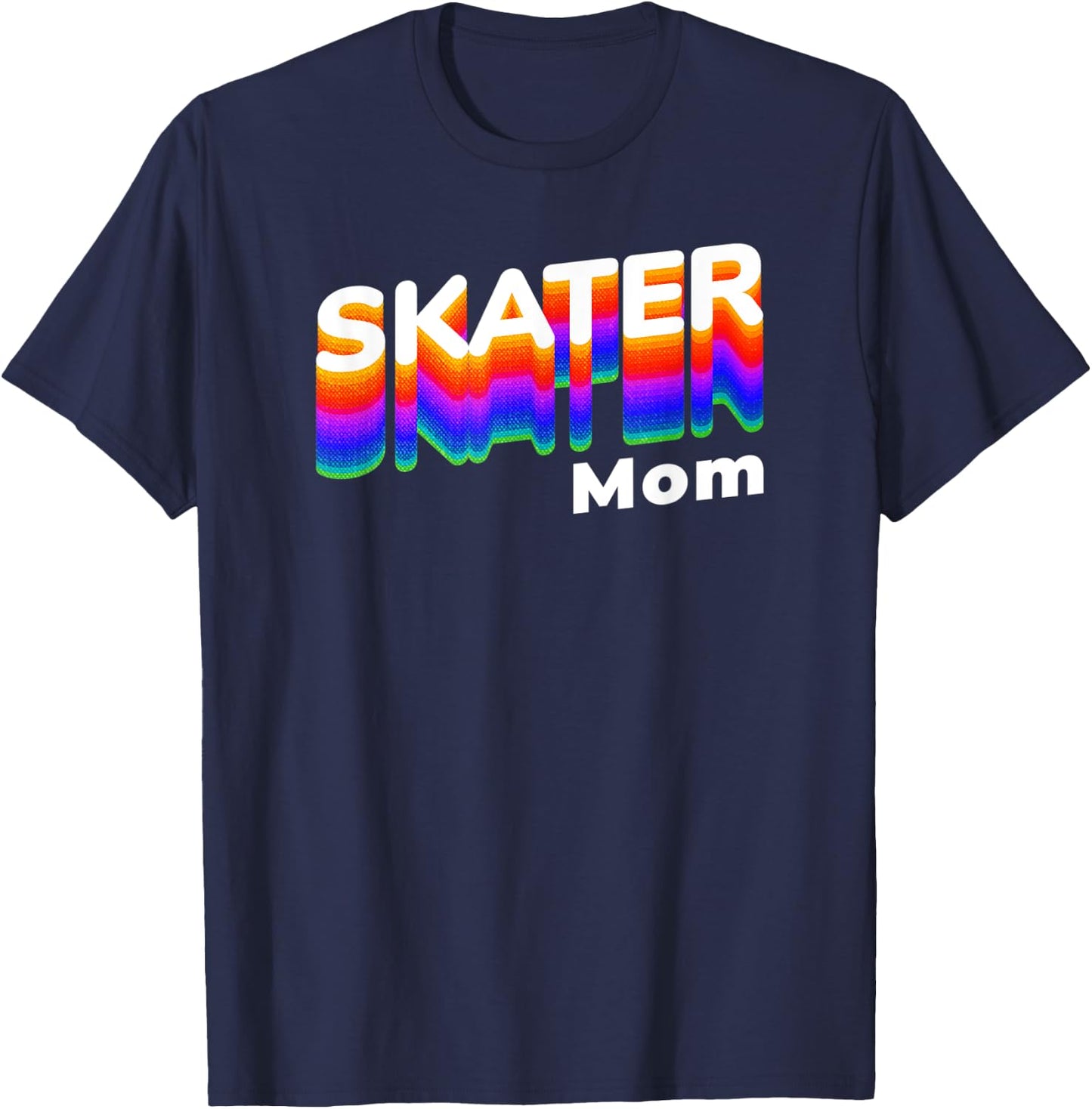 Retro Skateboarding Gamer Mom 80s Rainbow Style - Skater Mom T-Shirt - T-Shirt | Navy
