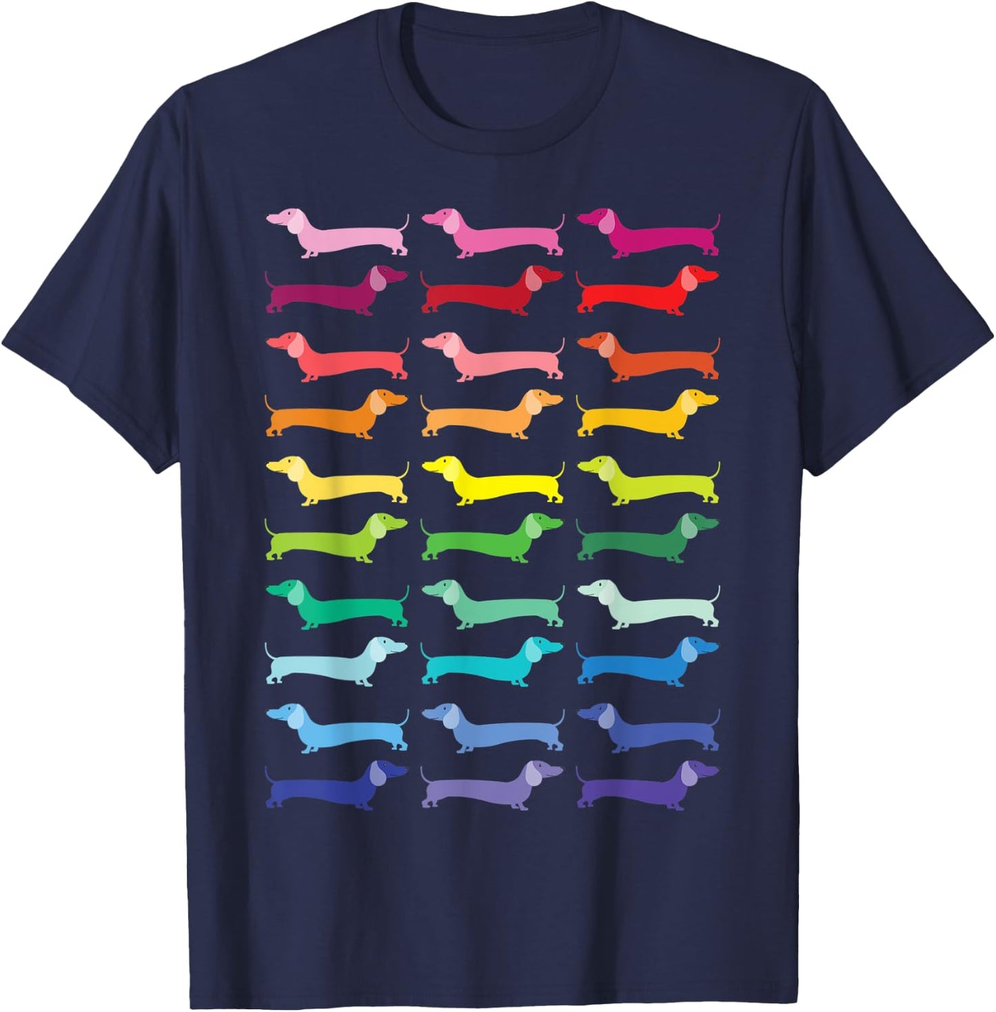 Colorful Dachshunds T-Shirt - T-Shirt | Navy