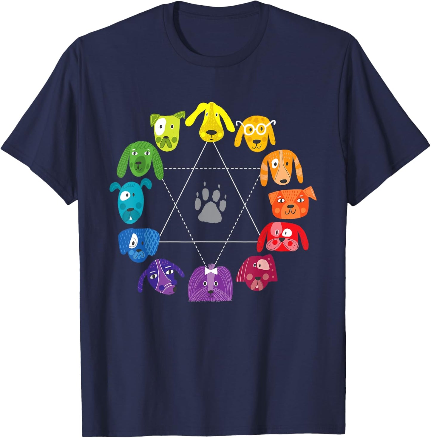 Unique Gifts for Artists by ADS Color Wheel Educational Art Teacher Dog Themed Artist Black Small T-Shirt - T-Shirt | Navy