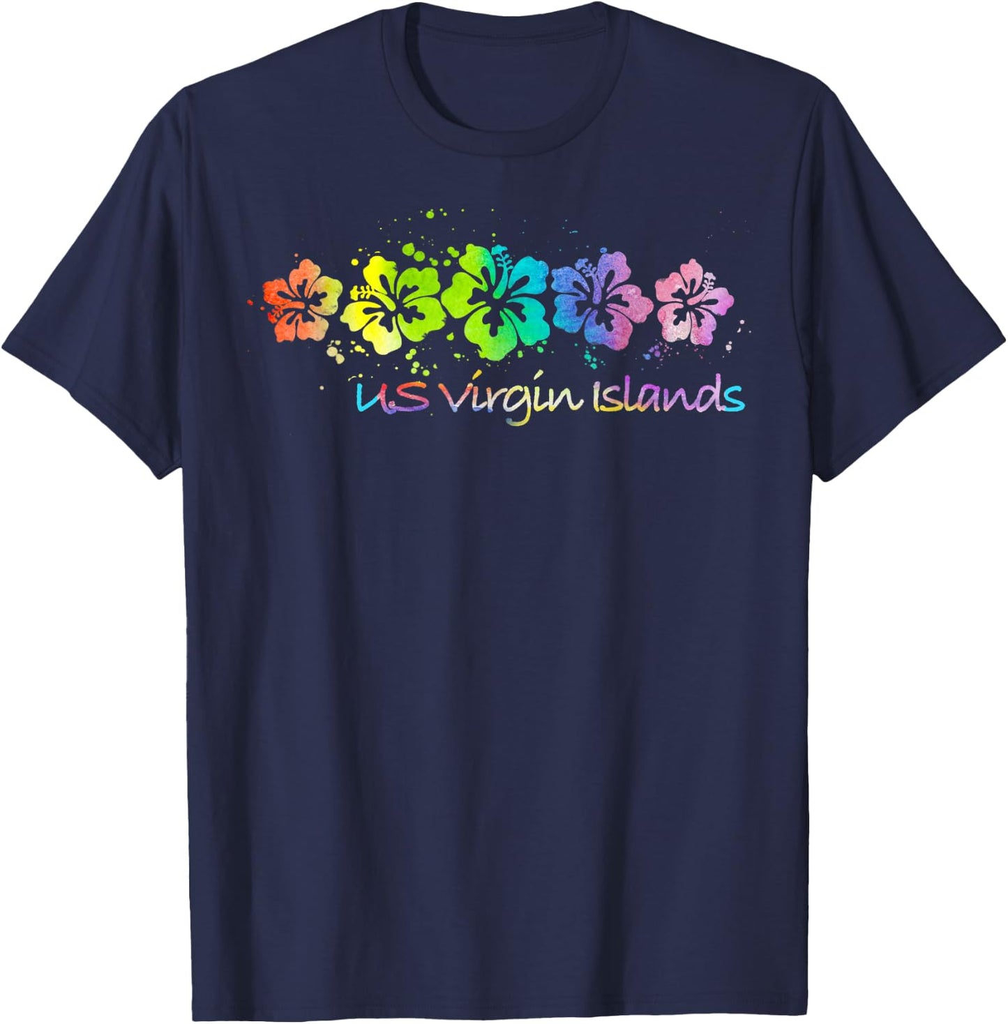U.S. Virgin Islands Watercolor Beach & Surf T-Shirt - T-Shirt | Navy