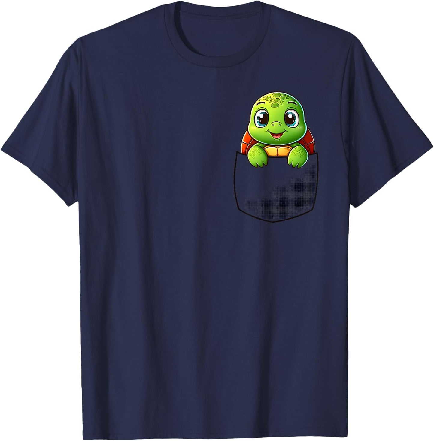 Adorable Turtle in Pocket for Kids, Boys, Girls, Women T-Shirt - T-Shirt | Navy