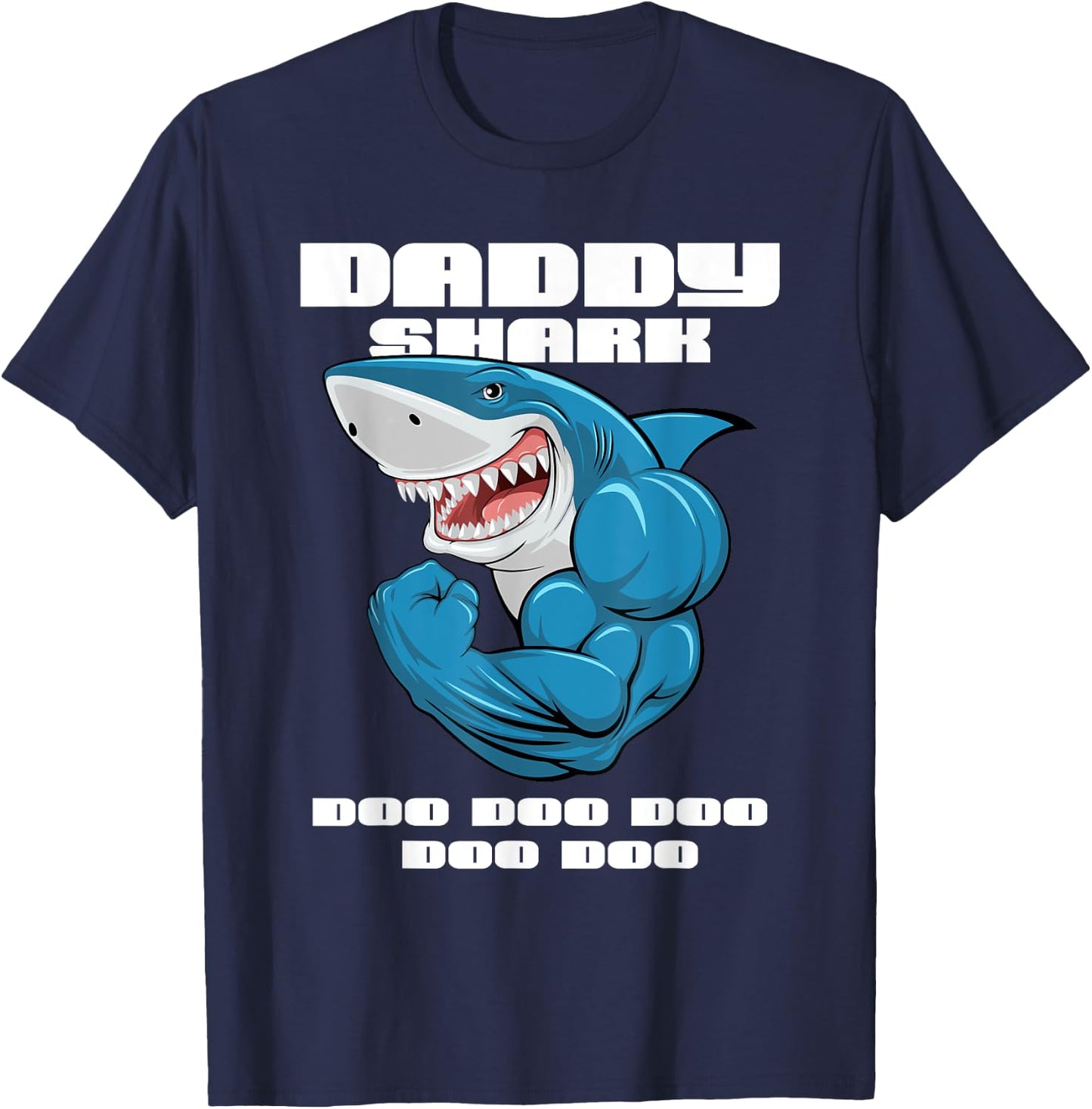 Daddy Shark shirt Funny Fathers Day Gift Kids dad T-Shirt - T-Shirt | Navy