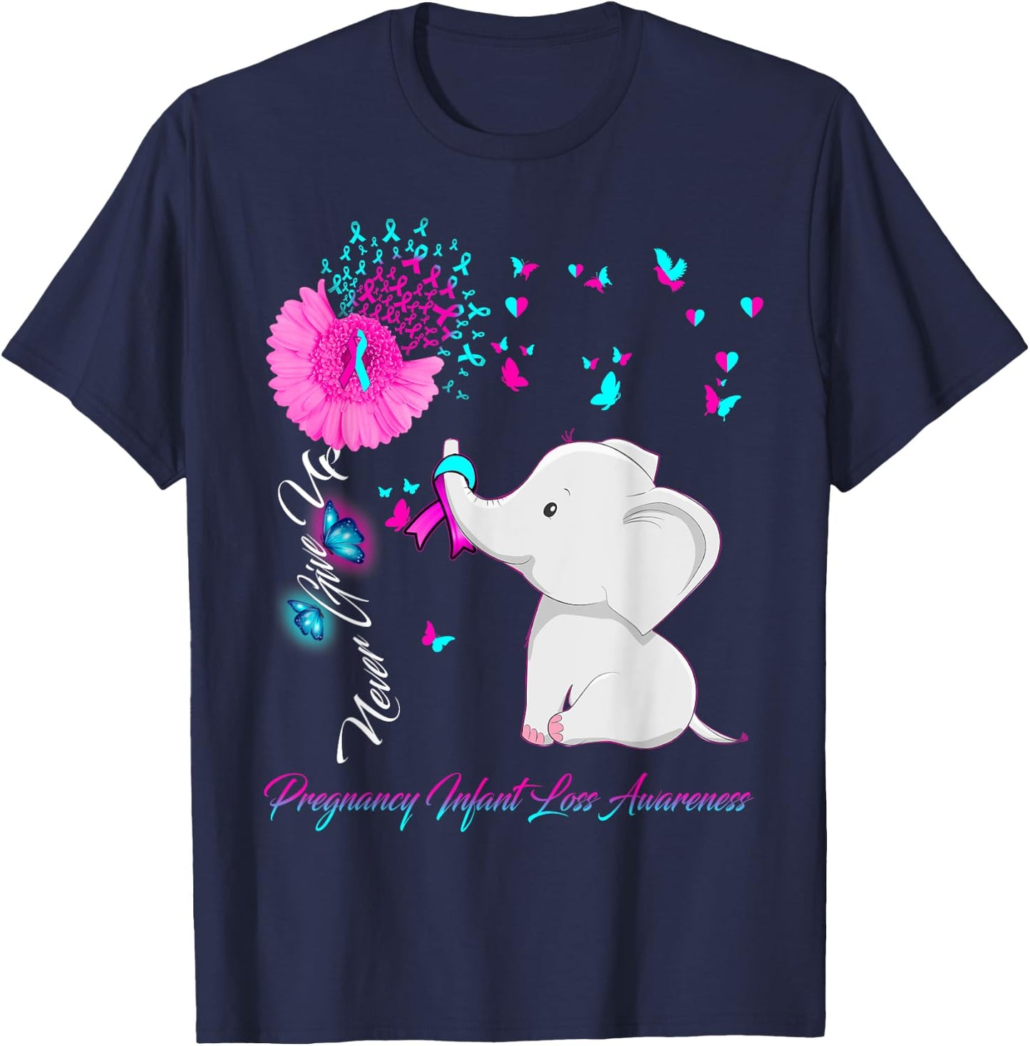 Elephant Pregnancy Infant Loss Awareness - Ribbon Gifts T-Shirt - T-Shirt | Navy