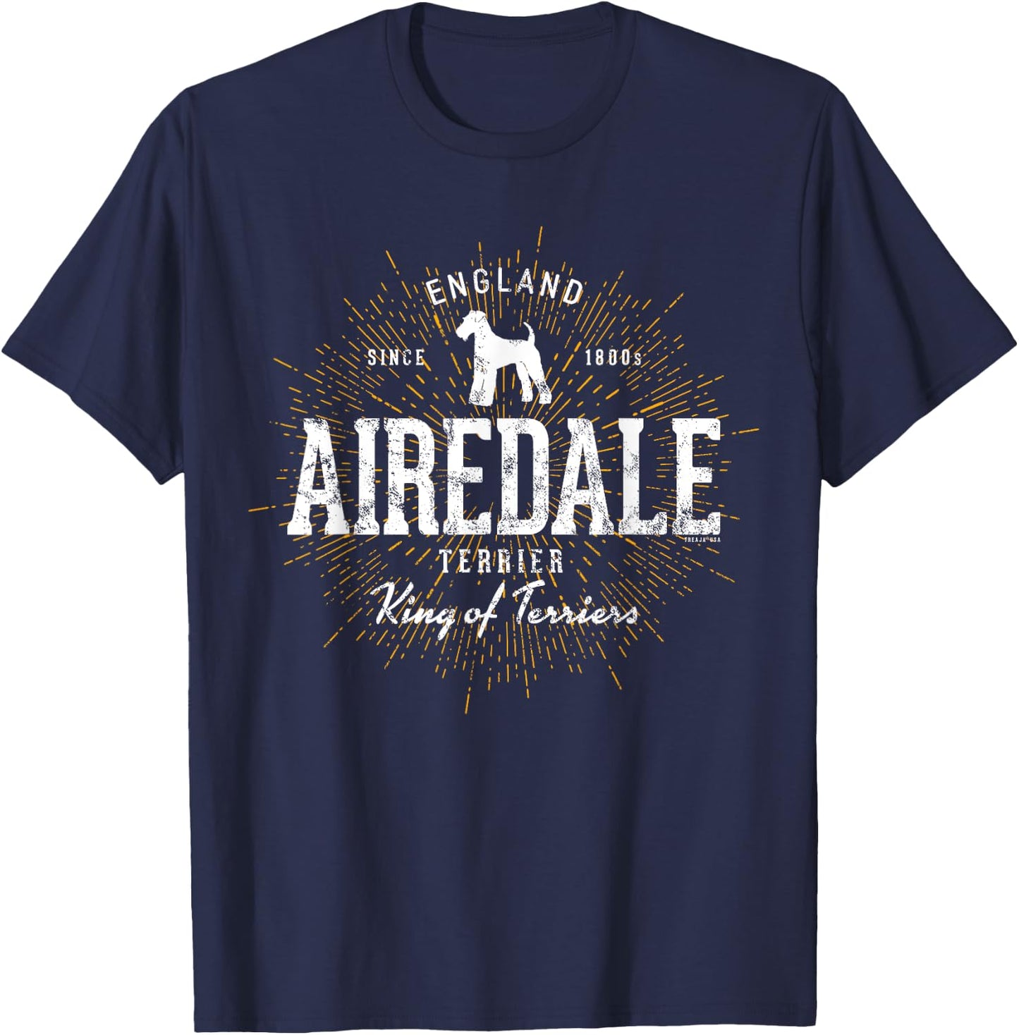 Vintage Airedale Terrier for Dog Lovers Airedale T-Shirt - T-Shirt | Navy