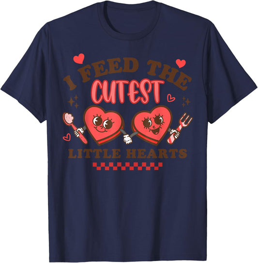 Work of Heart School Lunch Lady Cafeteria Worker Valentines T-Shirt - T-Shirt | Navy