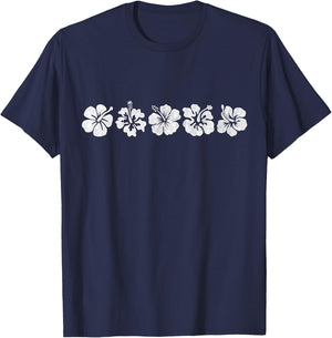 Hawaiian Aloha Hibiscus Flower Hawaii Surfer T-Shirt - T-Shirt | Navy