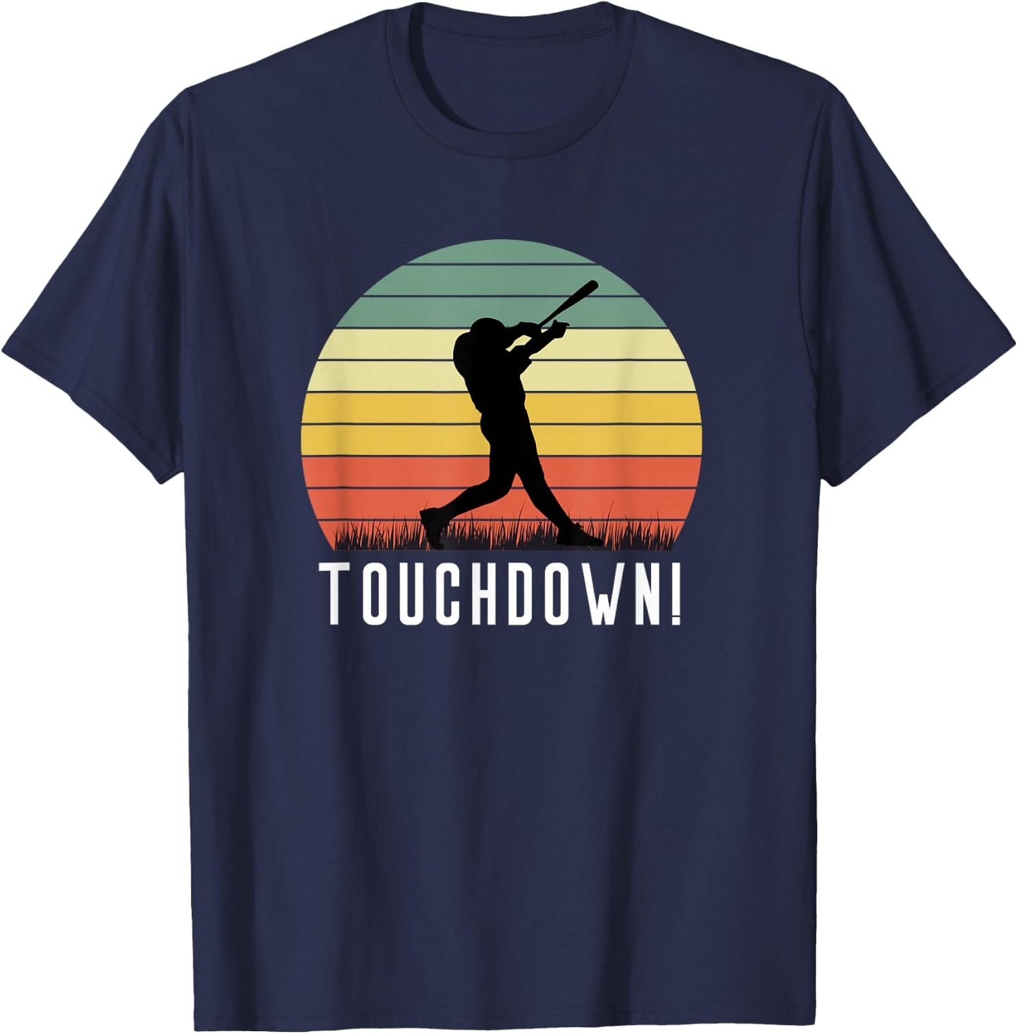 Touchdown Baseball Batter Homerun Player Funny Retro Swing T-Shirt - T-Shirt | Navy