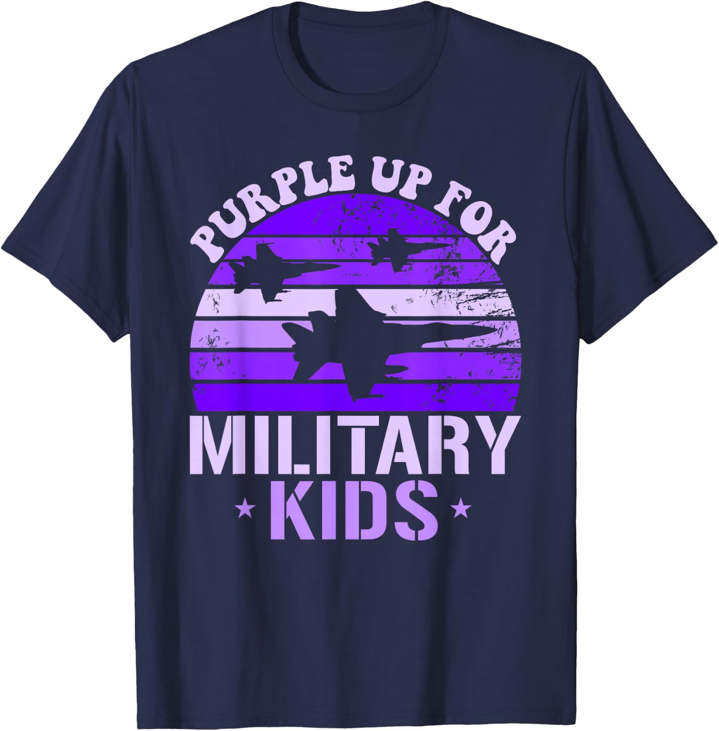 Purple Up For Military Kids F-18 Hornet Kids Purple Up T-Shirt - T-Shirt | Navy
