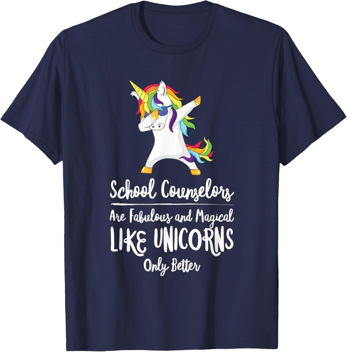 School Counselor Unicorn Teacher Therapist Counseling Advise T-Shirt - T-Shirt | Navy