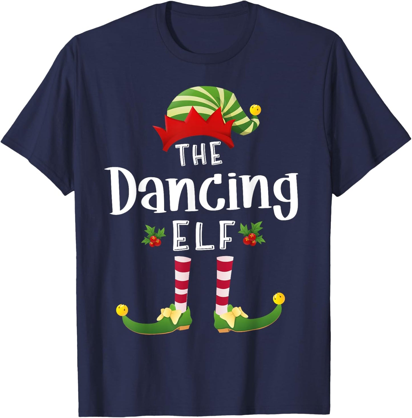 Dancing Christmas Elf Matching Pajama X-Mas Party T-Shirt - T-Shirt | Navy