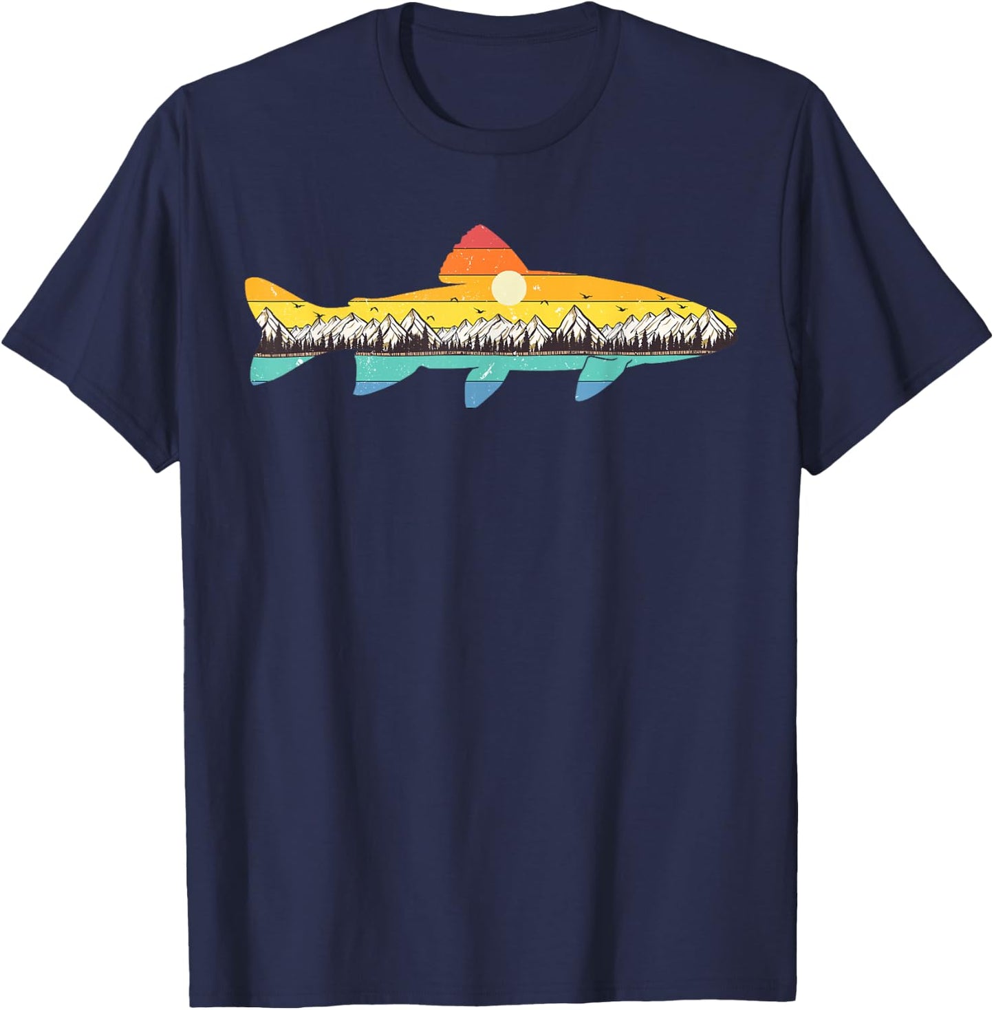 Trout Fly Fishing Outdoor Forest Nature Wildlife Fisherman T-Shirt - T-Shirt | Navy
