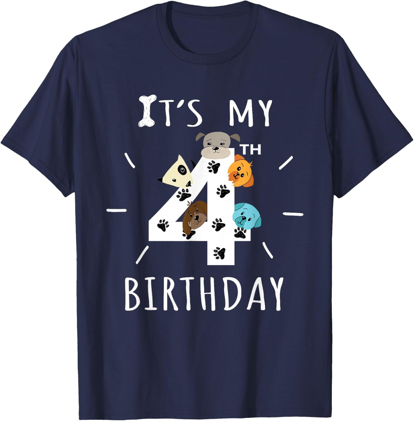It's My 4th Birthday Dog Lover Theme 4 Years Old Puppy T-Shirt - T-Shirt | Navy