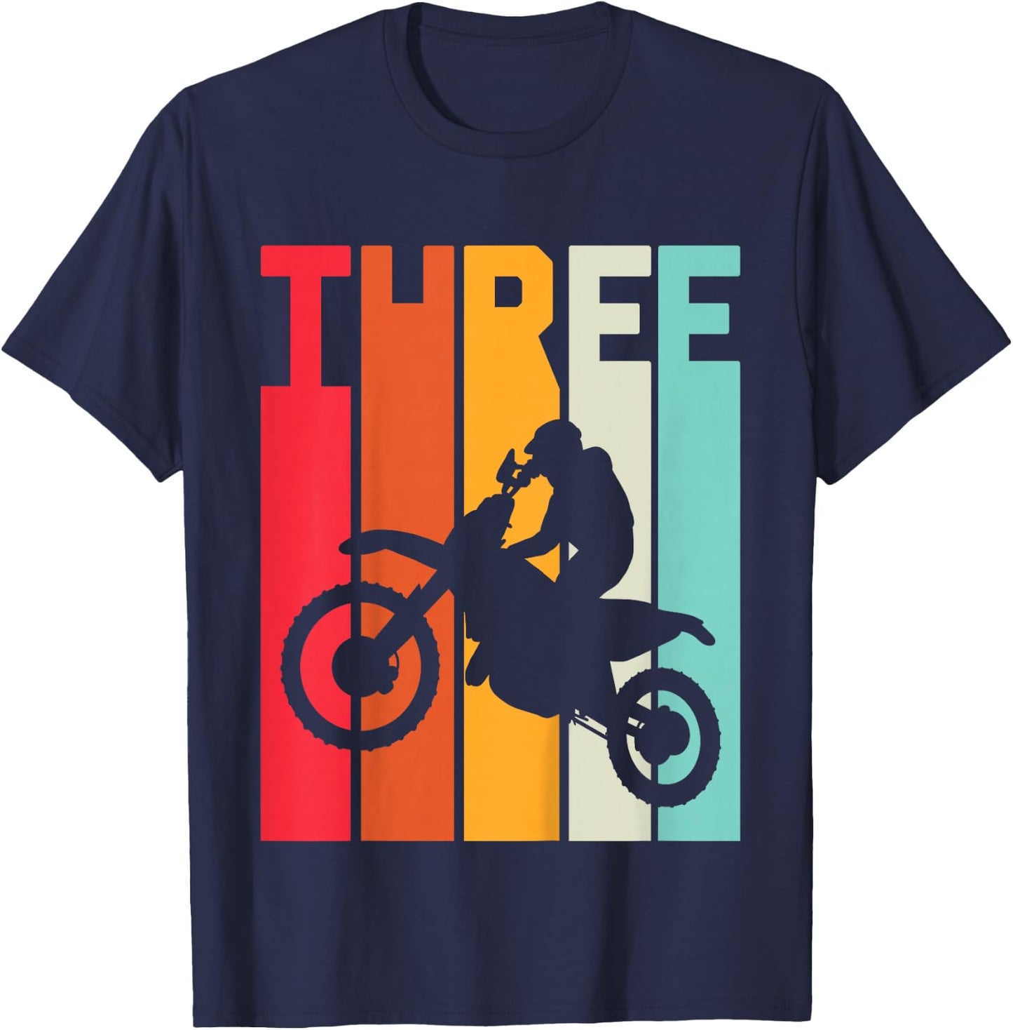 3th Birthday Retro Motocross 3 Years Boys Girl Dirt Bike T-Shirt - T-Shirt | Navy