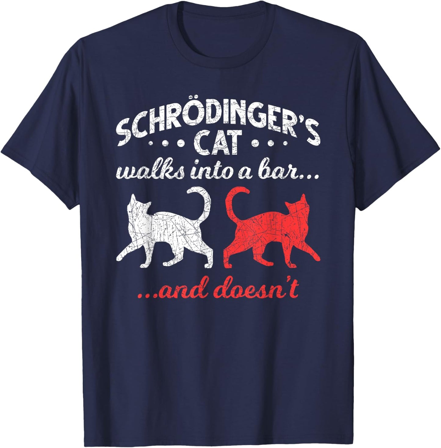 Schrodingers Cat Physics Men Women Girls Kids T-Shirt - T-Shirt | Navy
