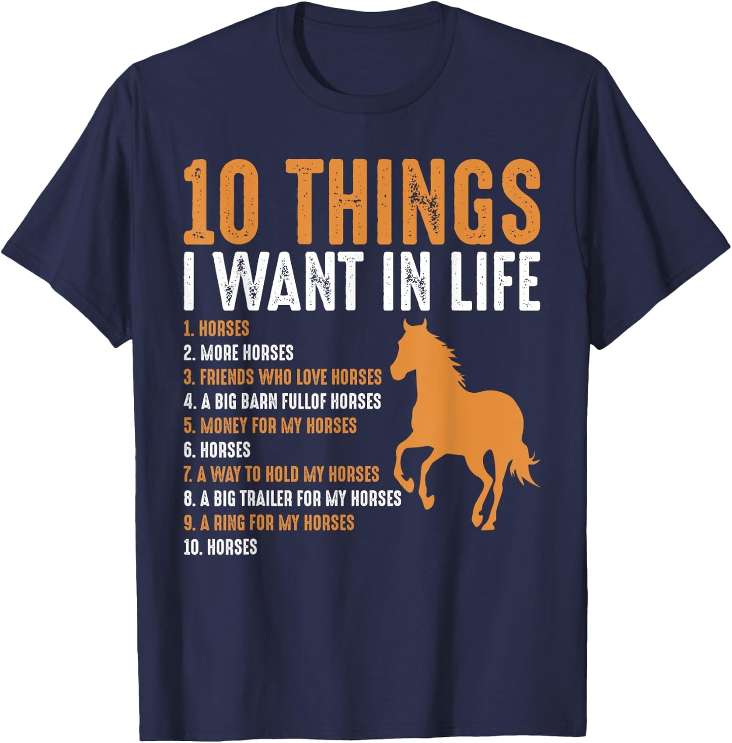 Funny Horse Shirt Women Kids Horse Lover Graphic T-Shirt - T-Shirt | Navy
