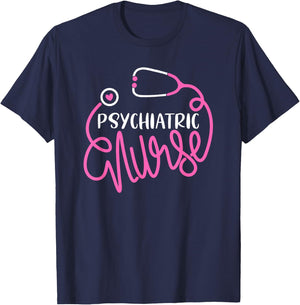 Psychiatric Nurse -Cute RN Mental Health Nursing Psych Nurse T-Shirt - T-Shirt | Navy