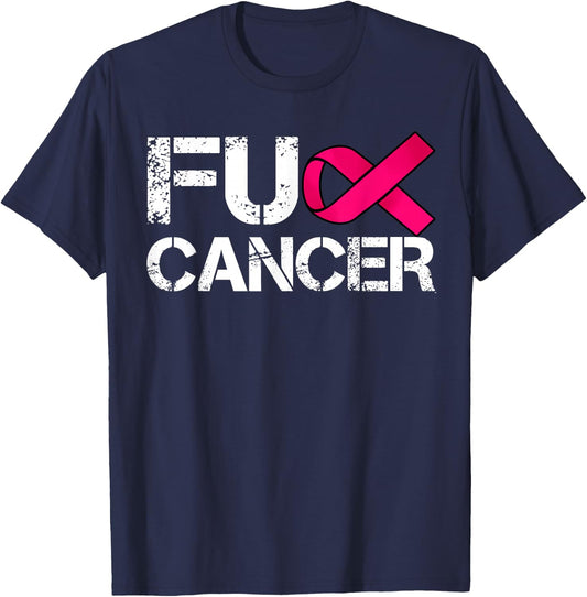Fuck Cancer I Hate Cancer Breast Cancer Awareness Men T-Shirt - T-Shirt | Navy