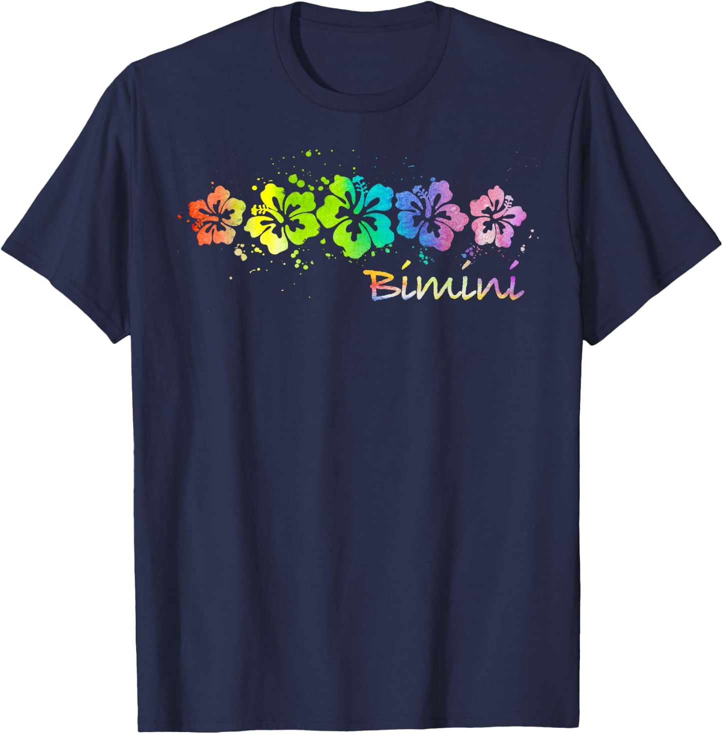 Bimini, Bahamas Watercolor Beach & Surf T-Shirt - T-Shirt | Navy