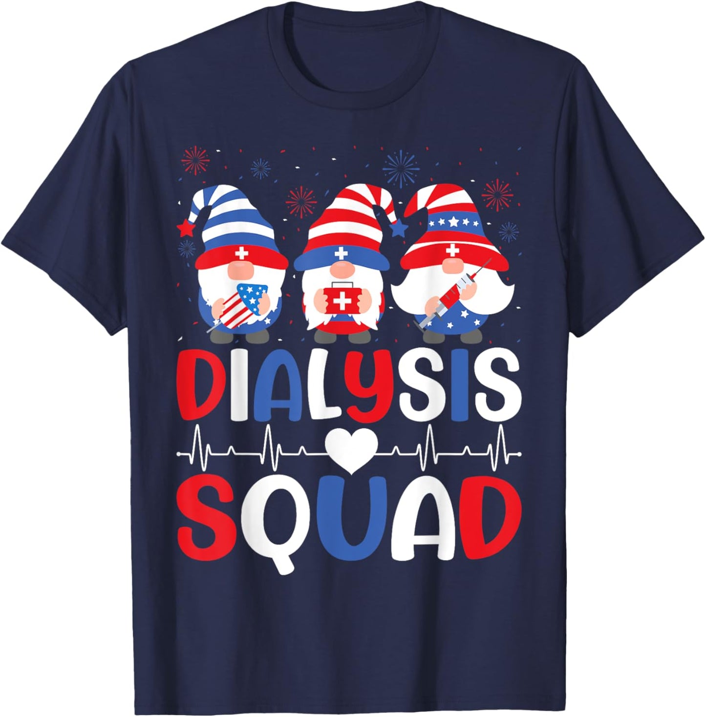 4th Of July Dialysis Squad Gnomes USA Patriotic Nurse Men T-Shirt - T-Shirt | Navy