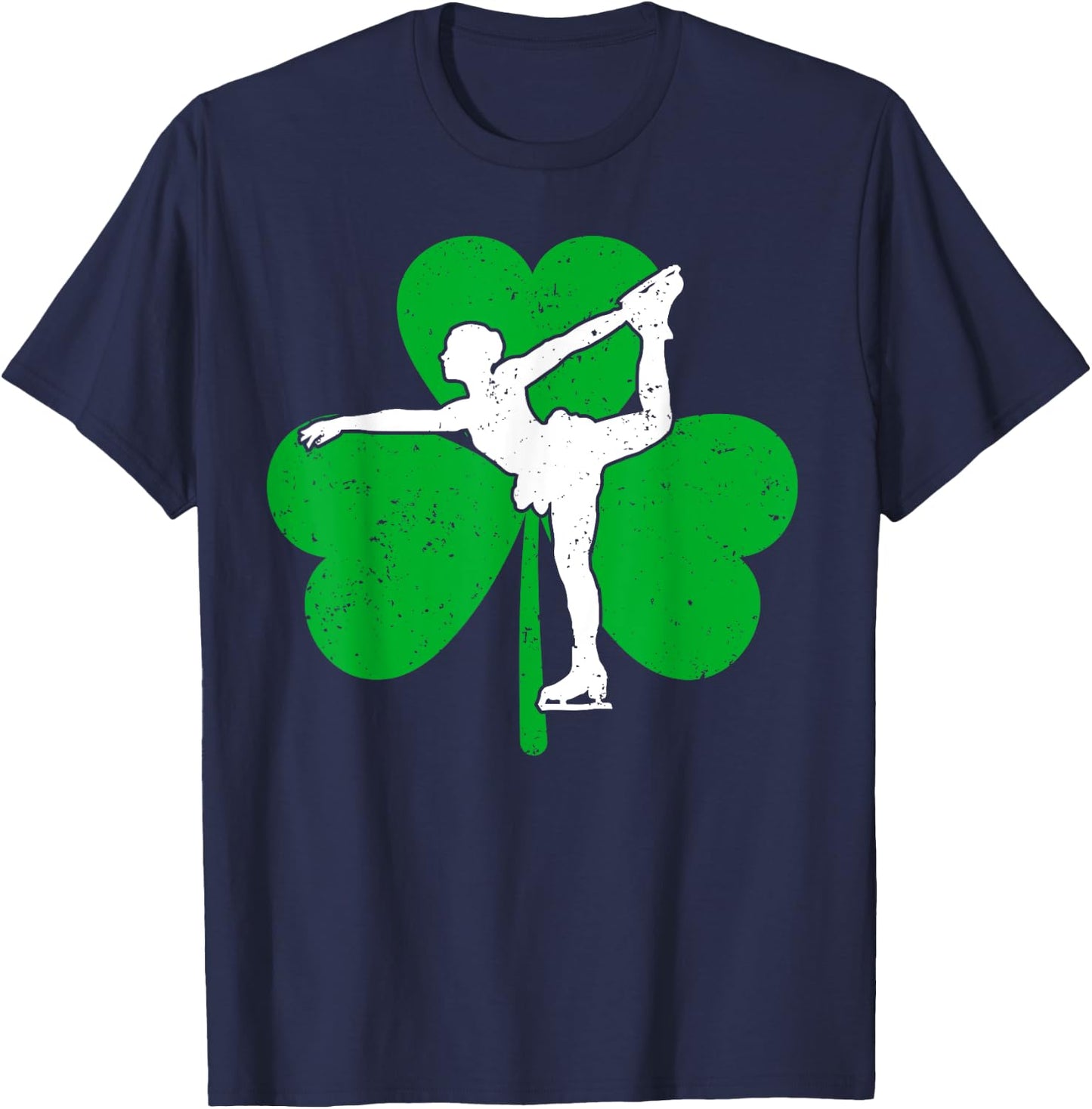 Skater Girl Shamrock Irish Ice Skating St. Patrick's Day T-Shirt - T-Shirt | Navy
