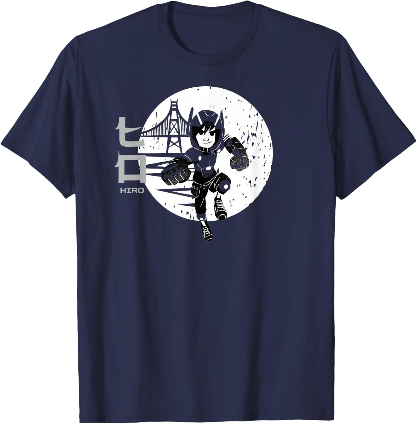 Disney Big Hero 6 Hiro Hamada Kanji San Fransokyo Vintage T-Shirt - T-Shirt | Navy
