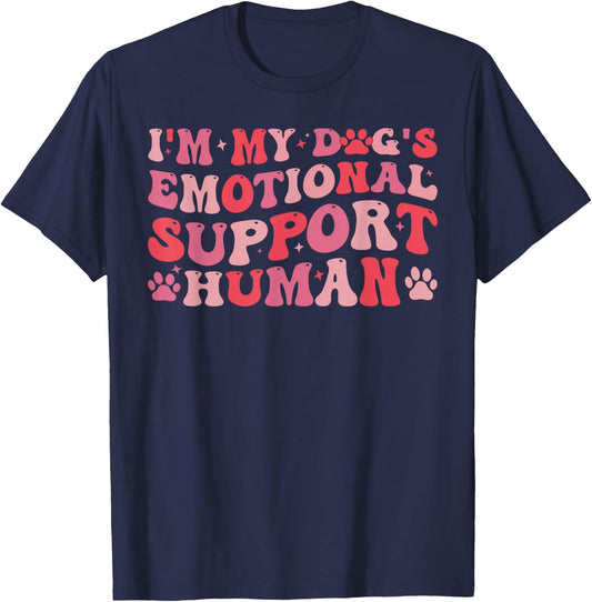 I'm My Dog's Emotional Support-Human Retro Dog T-Shirt - T-Shirt | Navy