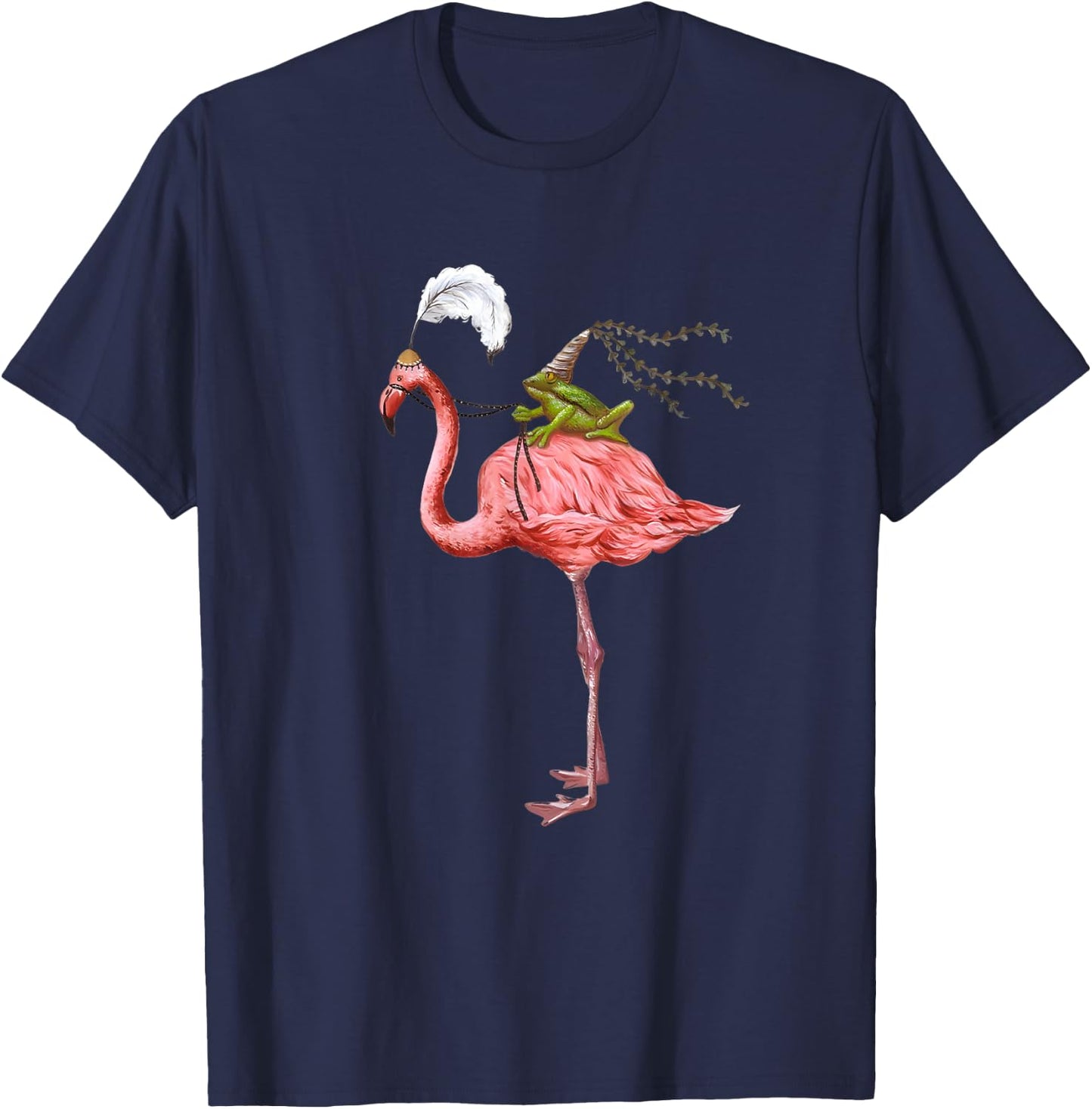 Frog and Flamingo Funny Frog and Flamingo T-Shirt - T-Shirt | Navy
