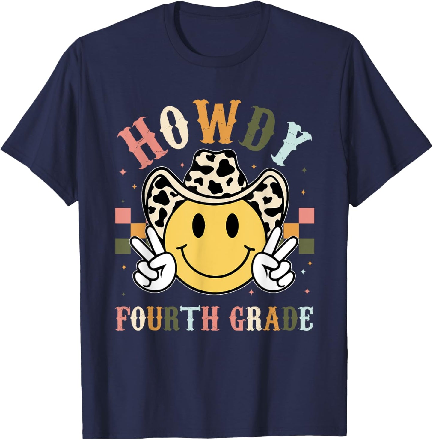 4th Grade Teacher Rodeo Country Western Howdy Fourth Grade Women Girls Kids T-Shirt - T-Shirt | Navy