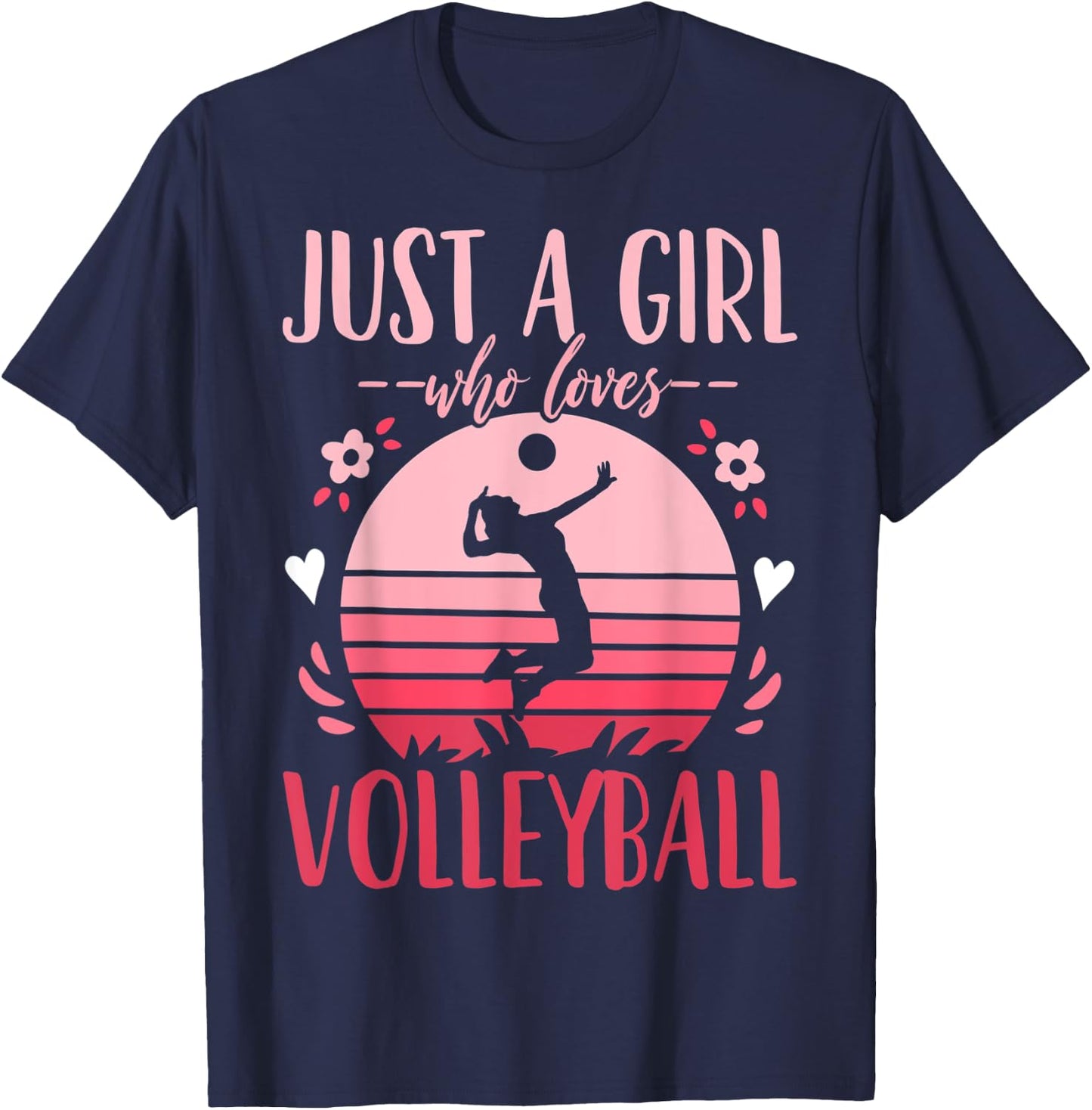 Volleyball Just a Girl Who Loves Volleyball Retro T-Shirt - T-Shirt | Navy