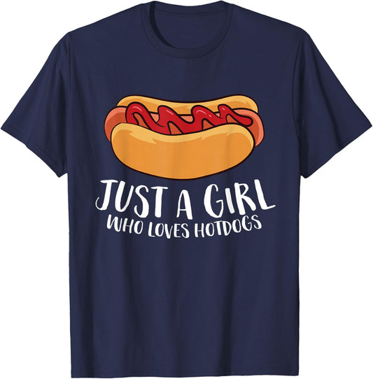 Just a Girl Who Loves Hotdogs Small T-Shirt - T-Shirt | Navy