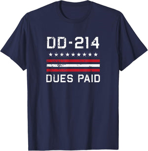 DD-214 Dues Paid US Military Veteran Alumni Served Flag T-Shirt - T-Shirt | Navy