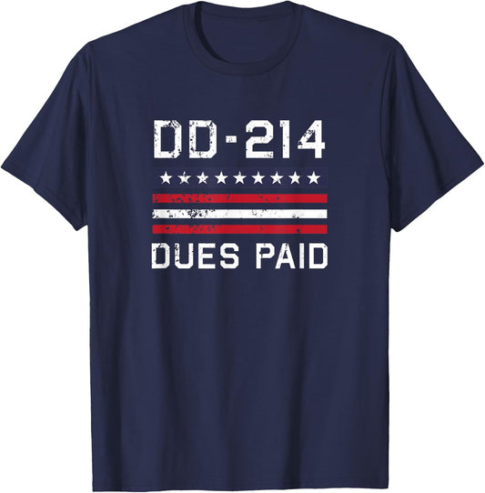 DD-214 Dues Paid US Military Veteran Alumni Served Flag T-Shirt - T-Shirt | Navy