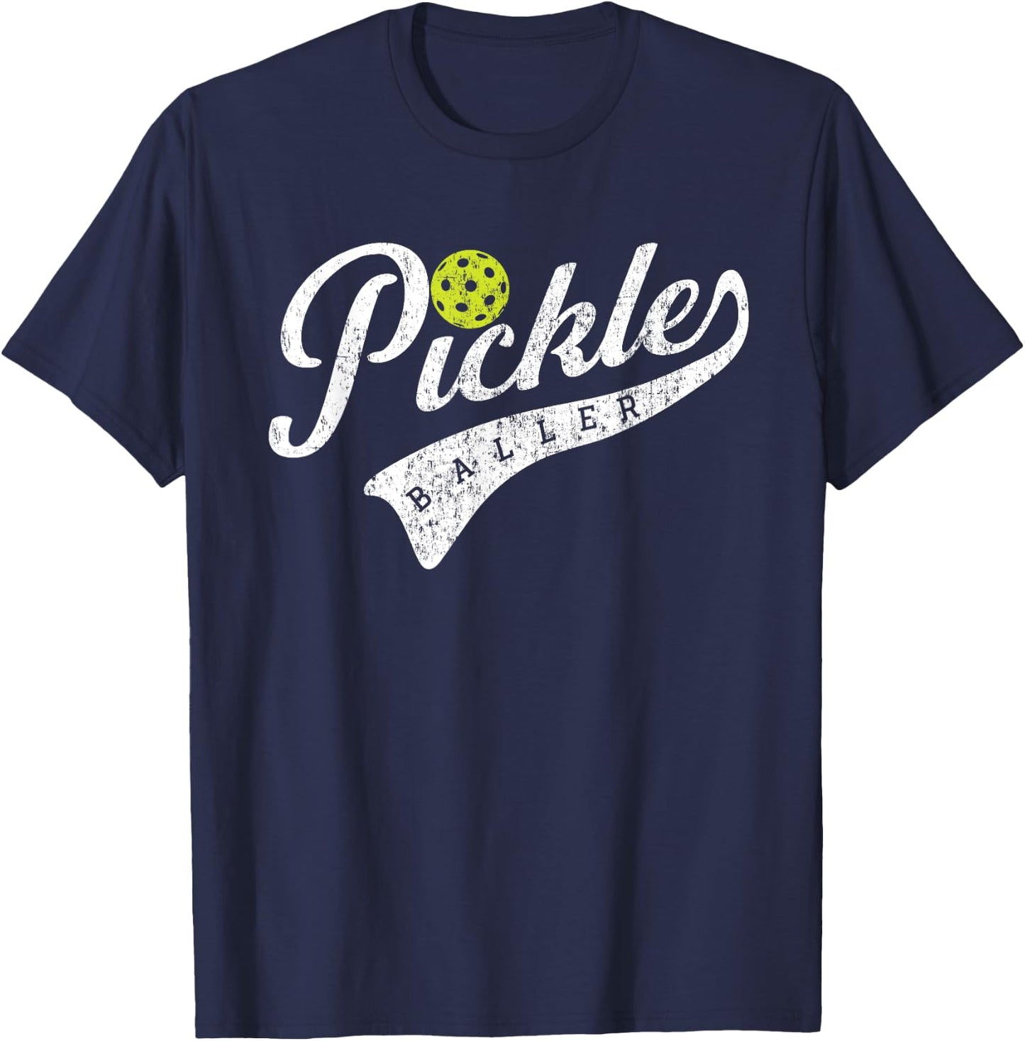 Pickle Baller, Cool Paddle Sports Pickleball Lover Vintage T-Shirt - T-Shirt | Navy