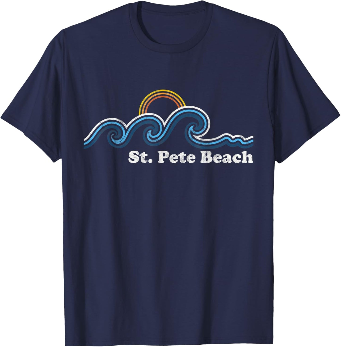 St. Pete Beach Florida FL Sufing Waves Sunset Beach Vintage T-Shirt - T-Shirt | Navy