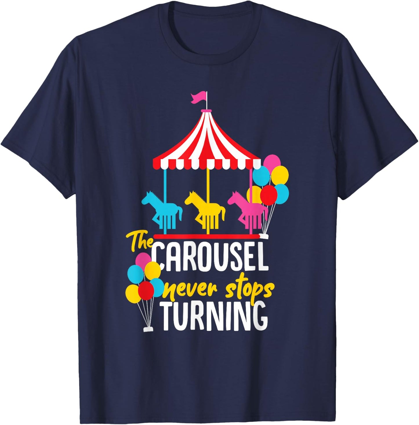 Carousel Horse Merry-Go-Round Design for Girls and Women T-Shirt - T-Shirt | Navy